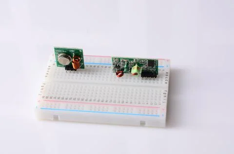 Collection of electronic components isolated in white Stock Photos