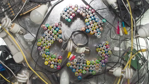 Collection of Electronic Components for Recycling 4K Stock Footage 151428286