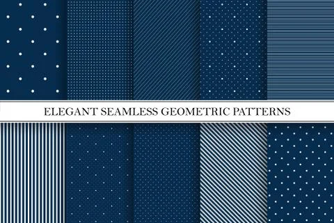 Collection of elegant vector patterns - seamless dotted and striped backgrounds イラスト素材