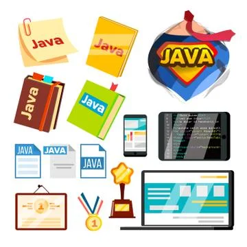 Collection Element Of Java Programming Set Vector Stock Illustration