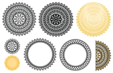 Collection elements from indian mandala. Vector mandala Stock Illustration