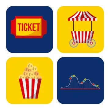 Collection of elements related to carnival and circus festival Illustrazione stock