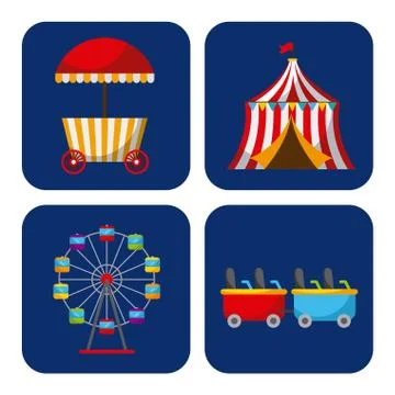 Collection of elements related to carnival and circus festival Illustrazione stock