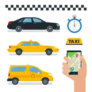 Collection elements service taxi vector icons in flat design. イラスト素材