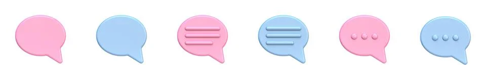 Collection of elliptical speech bubbles 3D Illustrazione stock