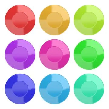 Collection of Empty Colorful Plate Isolated on White Background Stock-Illustration