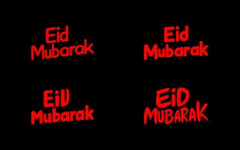 Collection of English typography set Eid Mubarak greeting Stock Illustration