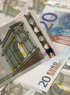 COLLECTION OF EURO NOTES Stock Photos