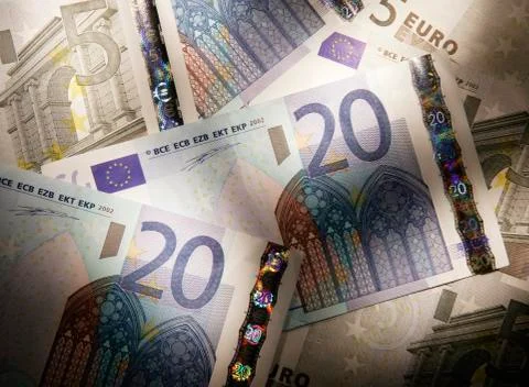 COLLECTION OF EURO NOTES Stock Photos