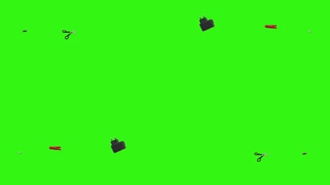 Collection of everyday objects falling against a green screen background Stock Footage 340387126
