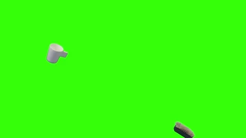 Collection of everyday objects falling against a green screen background Stock Footage 340387149