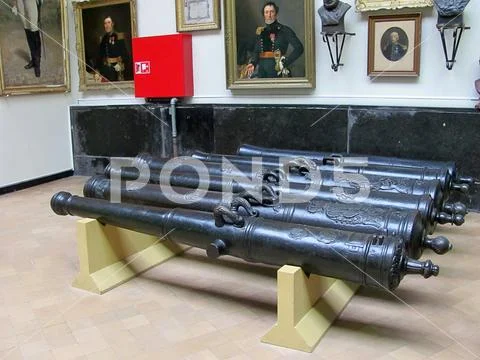 Collection of exhibits at the Royal Museum of the Armed Forces and Military H Stock Photos