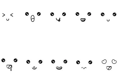 A collection of face character illustrations Stock Illustration