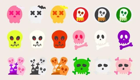 Collection Face of a devil skull and bones for Halloween.set of devil skull.. Stock Illustration