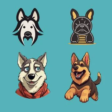 The collection face of dog Stock Illustration