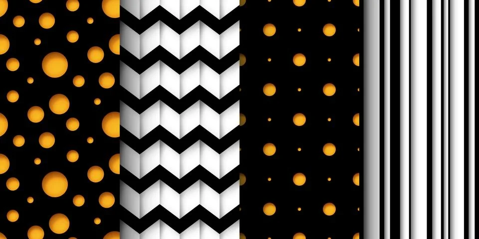 Collection of Fall Patterns with Simple Geometrical Forms Stock Illustration