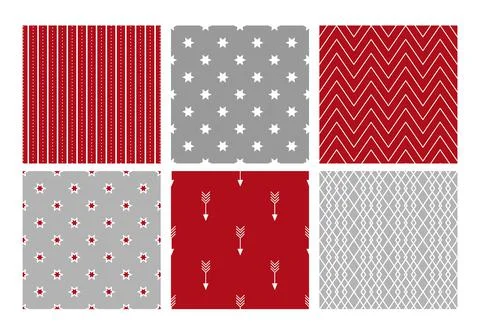 Collection of festive Christmas patterns.Vector illustration Stock Illustration