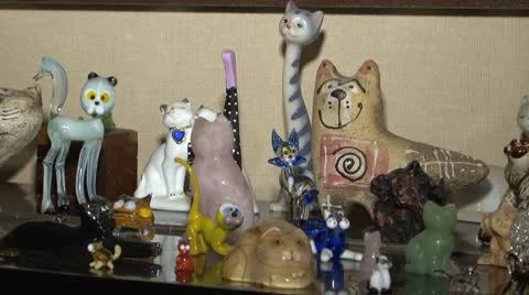 A collection of figurines Stock Footage 8961380