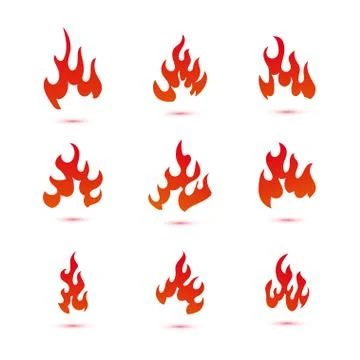 Collection of fire and flames logo graphic template Stock Illustration
