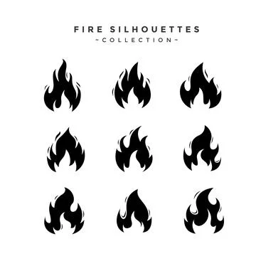 Collection of Fire Silhouettes Vector Design Stock Illustration