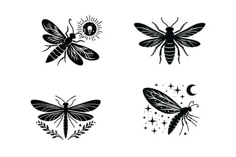 Collection of Firefly Silhouette Vector Illustrations Ilustración de archivo