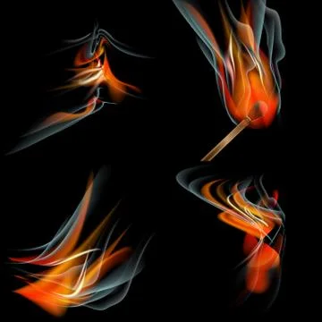 Collection of fires isolated on black background. 스톡 일러스트