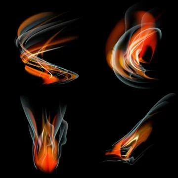 Collection of fires isolated on black background. 스톡 일러스트