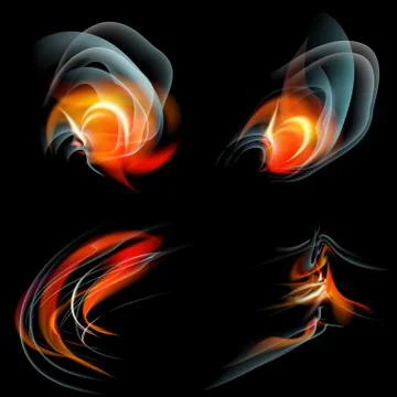 Collection of fires isolated on black background. 스톡 일러스트