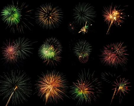 Collection of fireworks shots Stock Photos