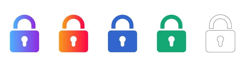 Collection of Five Security Padlock Icons Stock Illustration