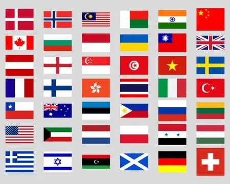 Collection of flags of the world Stock Illustration