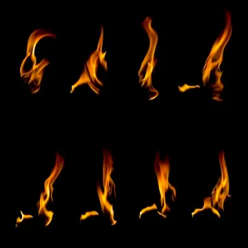 Collection of flames on black Stock Photos