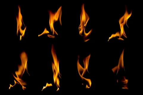 Collection of flames on black Stock Photos