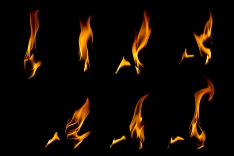 Collection of flames on black Stock Photos