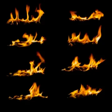 Collection of flames on black Stock Photos
