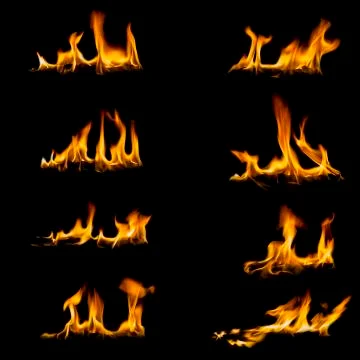 Collection of flames on black Stock Photos