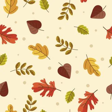 Collection of flat autumn patterns with colorful leaves Stockillustratie