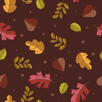 Collection of flat autumn patterns with colorful leaves Stockillustratie