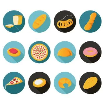 Collection of flat bread icons Stock Illustration