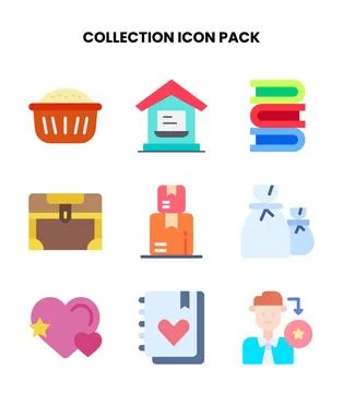 Collection Flat Bundle Icons Pack Stock Illustration