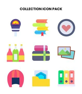 Collection Flat Bundle Icons Pack Stock Illustration