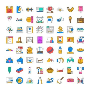 Collection of flat colored line icons for web and design Illustrazione stock