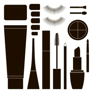 Collection of flat cosmetics Stock Illustration
