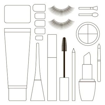 Collection of flat cosmetics Stock Illustration