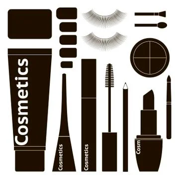 Collection of flat cosmetics Stock Illustration