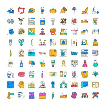 Collection of flat design color line icons Illustrazione stock