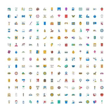 Collection of flat design colorful vector icons Illustrazione stock