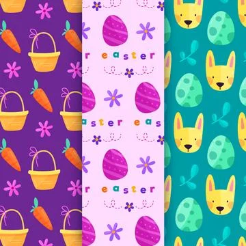 Collection of flat design easter day patterns Illustrazione stock