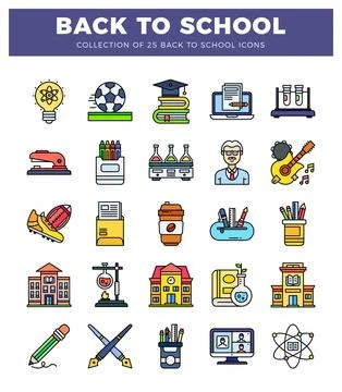 A collection of flat design icons representing back to school and education.. 스톡 일러스트