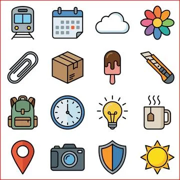 Collection of Flat Design Icons Representing Various Concepts. Stockillustratie